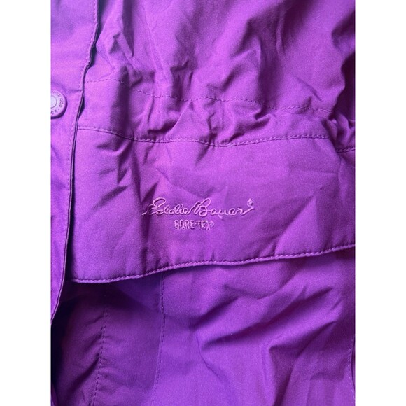 Eddie Bauer Down Puffer Jacket Women's Small Purple Zip Removable Hood Gore-Tex - Picture 10 of 12